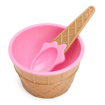 6PCS Children`s Plastic Ice Cream Bowls Spoons Set Durable Ice Cream Cup Dessert Bowl