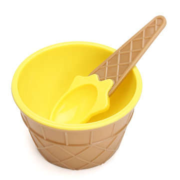 6PCS Children`s Plastic Ice Cream Bowls Spoons Set Durable Ice Cream Cup Dessert Bowl