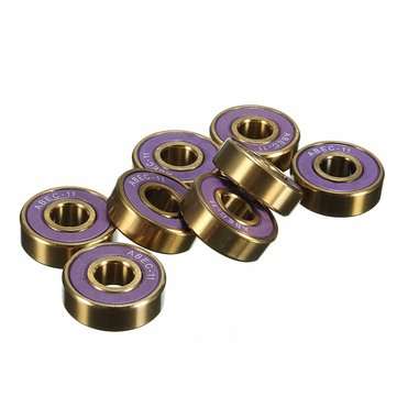 8pcs ABEC 9 Scooter Groove Ball Bearing Shaft Sleeve Skateboard Purple Bearings