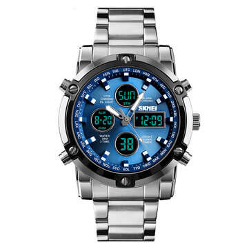 SKMEI 1389 Business Style Multifunction Big Dial Quartz Watch Waterproof Steel Band M... (NO.: NO.2)