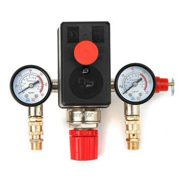 90-120PSI Air Compressor Pressure Switch Control Valve Manifold Regulator Gauge