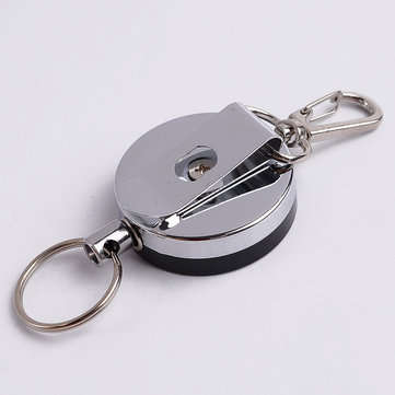 4cm High Resilience Steel Wire Rope Chain Recoil Metal Retractable Key Chain Alarm Key Ring