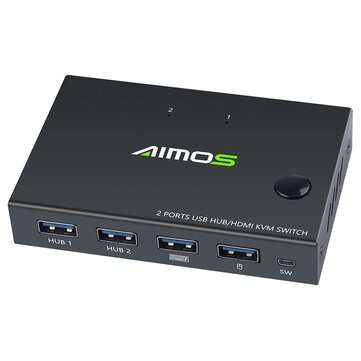AIMOS USB HDMI Switch Box Video Switch Display 4K Splitter KVM Switch for 2 PCs Share Switcher Keybo