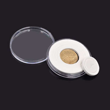 20pcs Transparent Round Coin Holder Portable Coins Storage Case Box Container Display