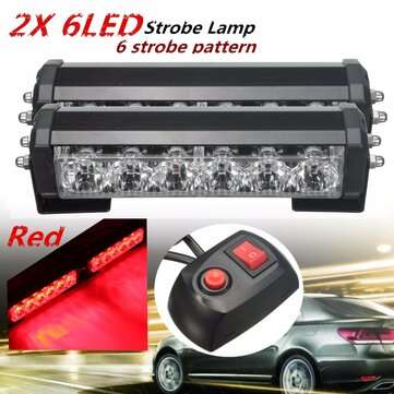 2PCS 12V 6 LED Strobe Lamp Car Truck Warning Flashing Emergency Grille Bar (COLOR.: RED)