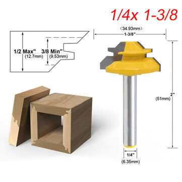 1/2 1/4 Inch Shank Lock Miter Router Bit Woodworking Cutter (TYPE: 2GATEN)