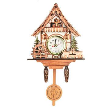 Vintage Cuckoo Wooden Wall Hanging Swing Clock Alarm Number Sheep Kid Home Decor