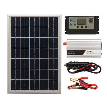 12V/24V DIY Solar System Kit LCD Solar Charge Controller 18V 20W Solar Panel 1000W... (CURRENT: 50A)