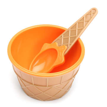 6PCS Children`s Plastic Ice Cream Bowls Spoons Set Durable Ice Cream Cup Dessert Bowl