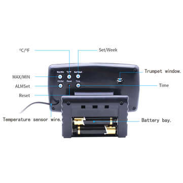 Portable 2 in 1 Car Auto Thermometer Clock Calendar LCD Display Screen with LCD digital display