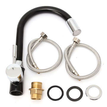 Black Plating Kitchen Sink Hot Cold Faucet Single Handle LED 3 Colors Changing Basin Mixer Tap