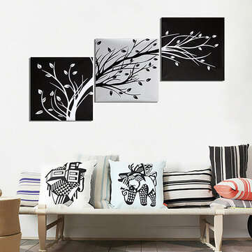 3Pcs Wall Decorative Paintings Abstract Wood Canvas Print Art Pictures Frameless Wall Hanging Decor