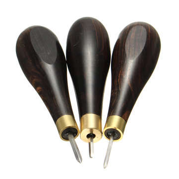 3/4/5MM Diamond Stitching Ebony Blackwood Handle Leather Craft Tool Sewing Awl Kit (LENGTH: 4MM)