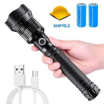 XANES XHP70.2 9000LM Zoomable LED Flashlight Kit with 2x 26650 Li-ion Battery USB Rechargeable Super