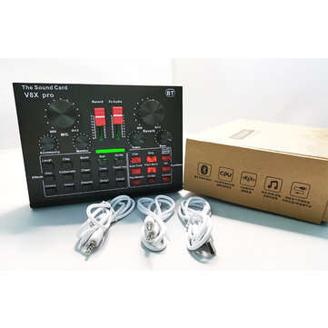 V8X PRO External Audio Mixer USB Interface Sound Card with 15 Sound Modes Multiple Sound Effects