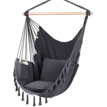 Tassel Hammock Rollover Prevention Canvas Swing Chair Hammock Hanging Seat Rope Porch P... (TYPE: C)