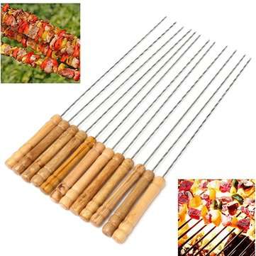 12X Stainless Steel Metal Barbeque Skewer Needle BBQ Kebab Stick Utensil 30cm BBQ Stick Fork