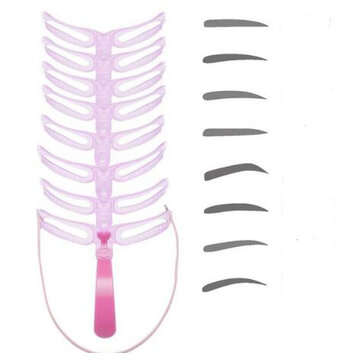 Reusable 8 Styles Eyebrow Shaping Template Helper Eyebrow Stencils Kit Grooming Car... (COLOR: PINK)