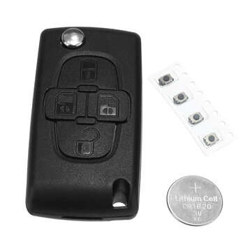 4 Buttons Remote Flip Key Fob Case Shell Battery For Peugeot 1007 & Citroens C8
