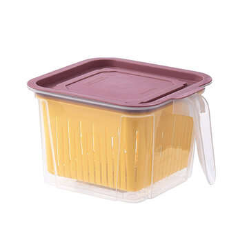 4PCS Kitchen Storage Boxes Plastic Rice Food Drain Seal Container Crisper (COLOR: PURPLE)