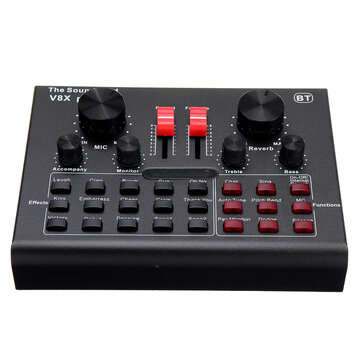 V8X PRO External Audio Mixer USB Interface Sound Card with 15 Sound Modes Multiple Sound Effects