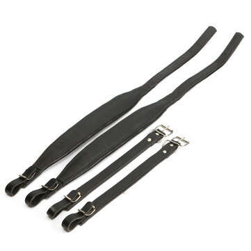 4pcs Black Thickness Guitar Accordion Strap PU Leather Shoulder Straps Belt Adjustable 2 Short 2 Lon