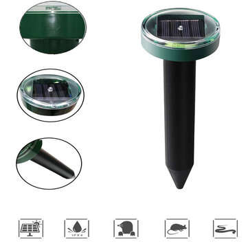 2pcs Solar Mole Repellent Ultrasonic Outdoor Powered Sonic Gopher Mole Snake Mouse Pest Anti Repelle