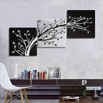 3Pcs Wall Decorative Paintings Abstract Wood Canvas Print Art Pictures Frameless Wall Hanging Decor