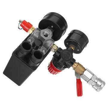 Air Compressor Pressure Switch Control Valve Regulator Gauges W/ Quick Connector