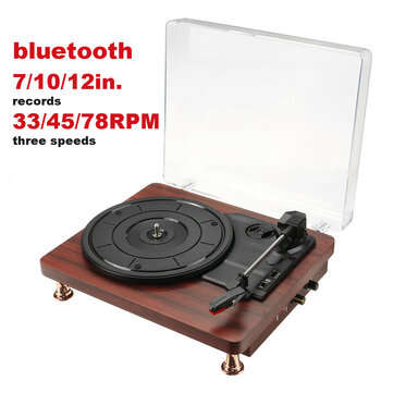 INSMA Turntable Record Player Audio bluetooth Speaker 3 Speeds Play 33/45/78RPM (PLUG: AUPLUG)