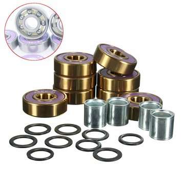 8pcs ABEC 9 Scooter Groove Ball Bearing Shaft Sleeve Skateboard Purple Bearings