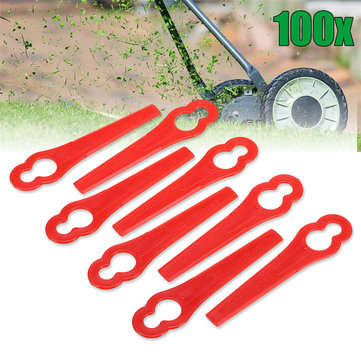 100Pcs Red Plastic Blades For Grass Trimmer Strimmer Lawnmower