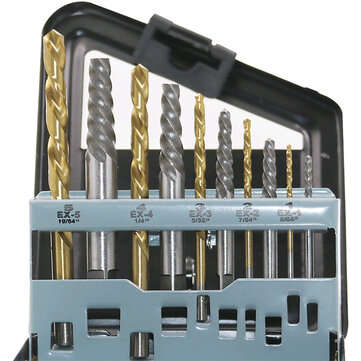 10Pc HSS Screw Extractor Left Hand Cobalt Drill Bit Set Easy to Lift from Broken Bolt Tools With Iro