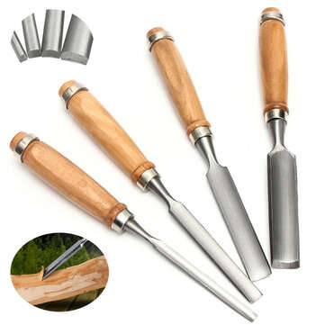 4Pcs Wood Carving Roughing Hand Chisel Tool Kit Set Working Professional Gouges
