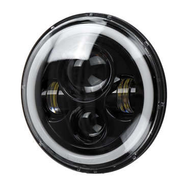 7inch Round LED Headlights Blue Halo Ring Angel Eyes For Jeep Wrangler JK TJ LJ CJ