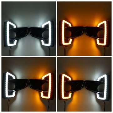 Pair LED DRL Daytime Running Lights White Turn Signal Lamp Yellow For Toyota Hilux Revo Rocco 2018-2