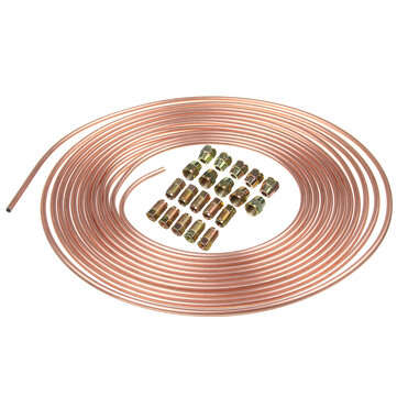 Roll Copper Steel 25 ft. 3/16" Brake Line Pipe Tubing with 20 Pcs Kit Fittings Brake Female Male Nut