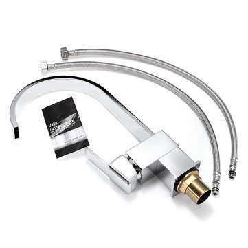 Modern Chrome Brass Kitchen Faucet Swivels Spout Single Handle Basin Mixer