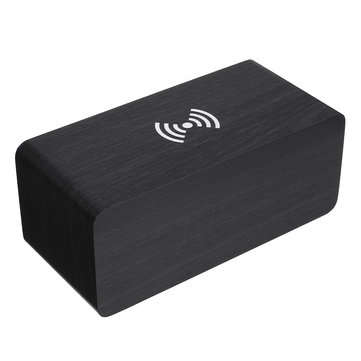 3in1 20W Qi Wireless Charge Clock Voice Control Digital LED Desk Wooden Alarm With Thermometer Xmas