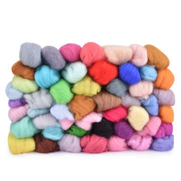 50 Color DIY Wool Felt Kit Needles Tool Set Handmade Needle Felting Mat Starter Fabric Sewing Kit fo