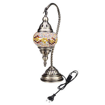 Handmade Swan Lamp Vintage Glass Turkish Style Bedside Home Table Night Light