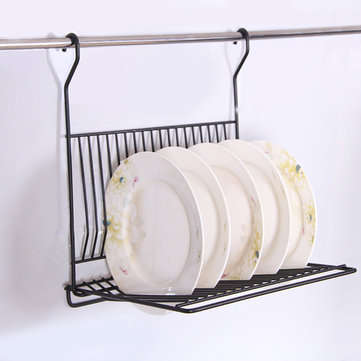 Foldable Kitchen Black Wall Hanging Dish Storage Shelf Organizer Rack Holder NO Drill for Space Savi