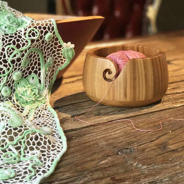 Wooden Bamboo Yarn Bowl Holder & Cover For Skeins Knitting Crochet Home Decorations