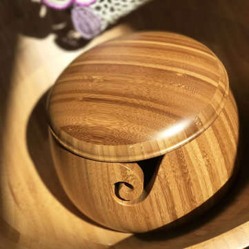 Wooden Bamboo Yarn Bowl Holder & Cover For Skeins Knitting Crochet Home Decorations