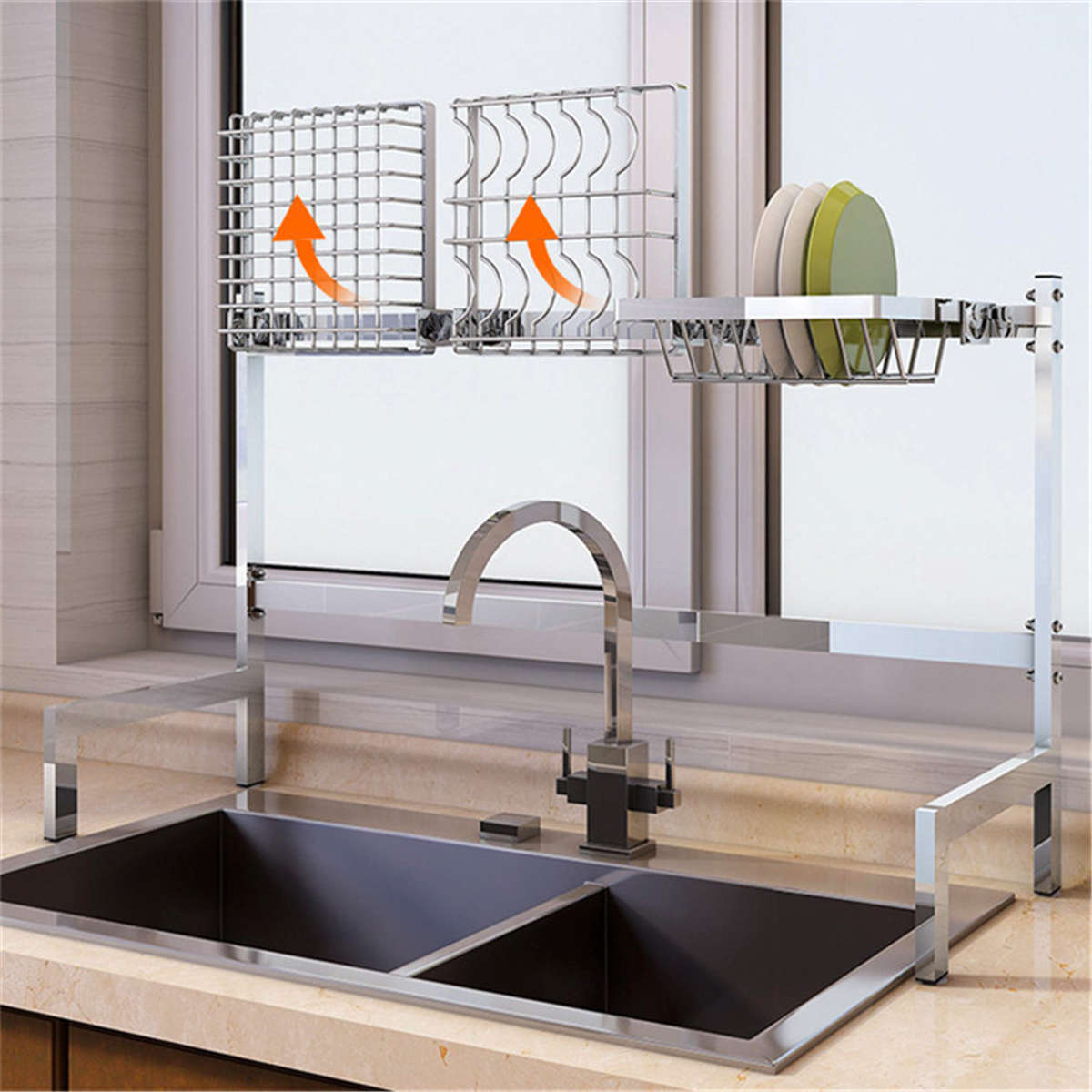 Stainless Steel Kitchen Shelf Rack Drying Drain Storage Holders Plate Dish Rack Kitchen Storage Rac