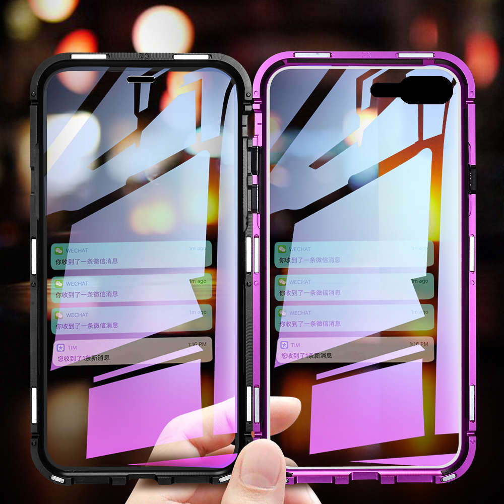 New Bakeey 360 Full Body Magnetic Adsorption Aluminum Front & Back Glass Protective Case