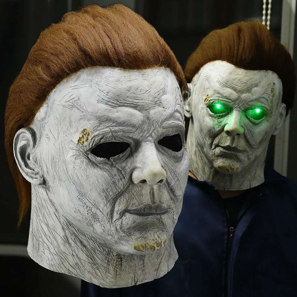 Horror Michael Myers LED Halloween Kills Mask Cosplay Scary Killer Full Face Latex Helmet Halloween