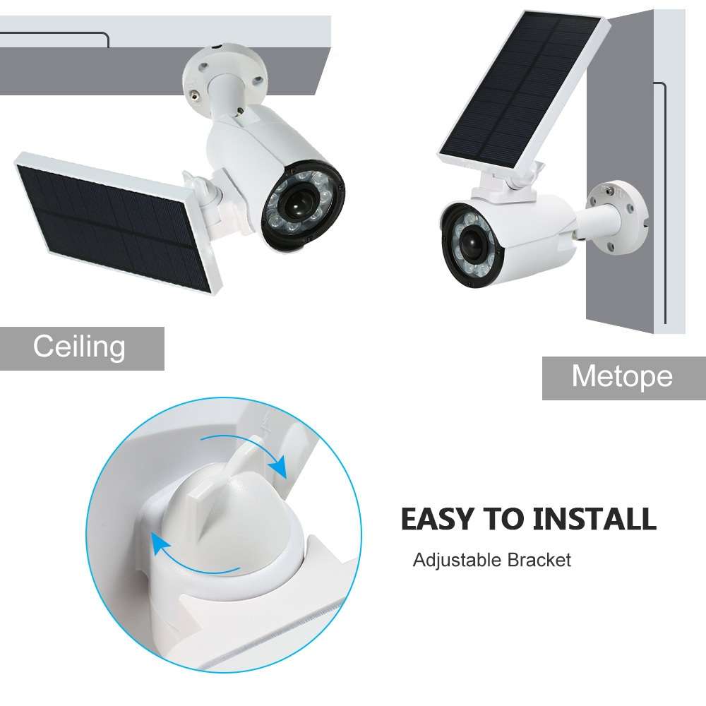 Simulation Solar surveillance Camera Solar Powered Flash Fakes Surveillance Security Camera with 8PC