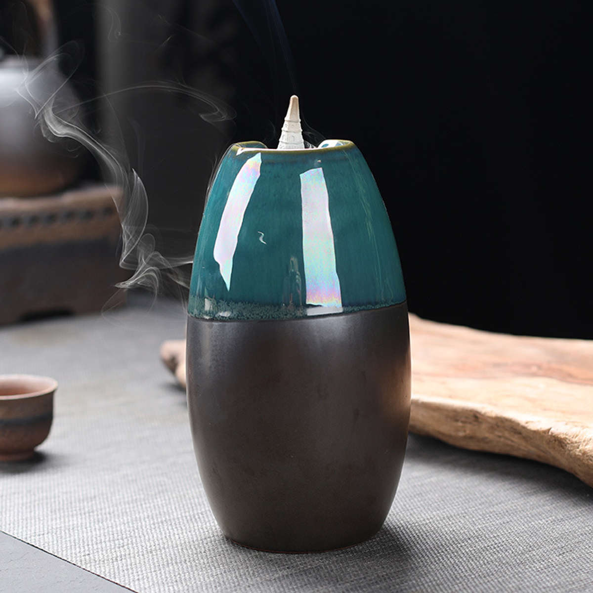 Porcelain Backflow Ceramic Cone Incense Burner Holder Buddhist Censer