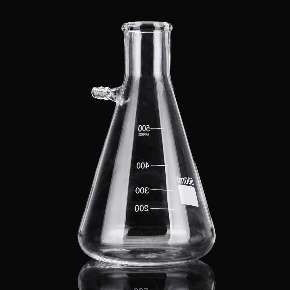 500mL Clear Borosilicate Glass Filtering Flask Vacuum Filtration Flask Bottle Lab Glassware